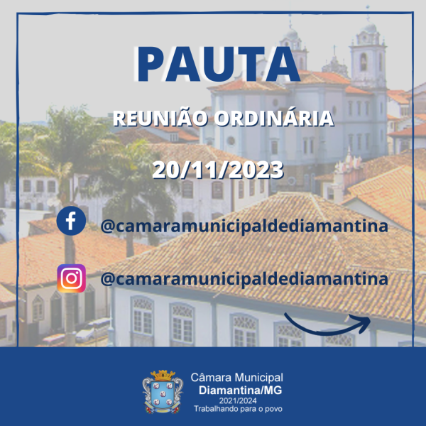 PAUTA DA REUNIÃO ORDINÁRIA - 20/11/2023 