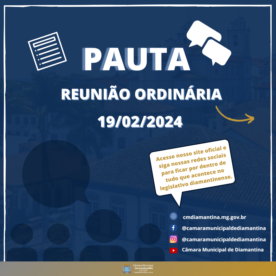 PAUTA DA REUNIÃO ORDINÁRIA - 19/02/2024 