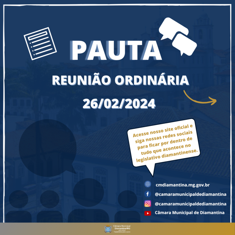 PAUTA DA REUNIÃO ORDINÁRIA - 26/02/2024