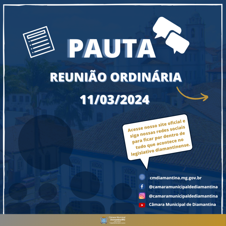 PAUTA DA REUNIÃO ORDINÁRIA - 11/03/2024 